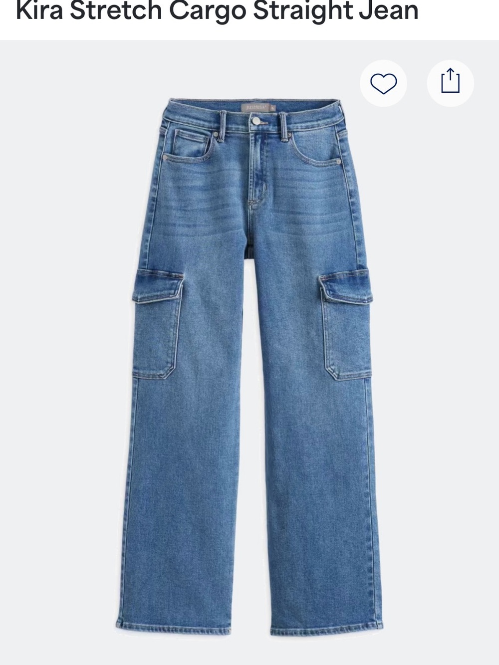 Just USA Straight Leg Cargo Jeans in Medium Blue